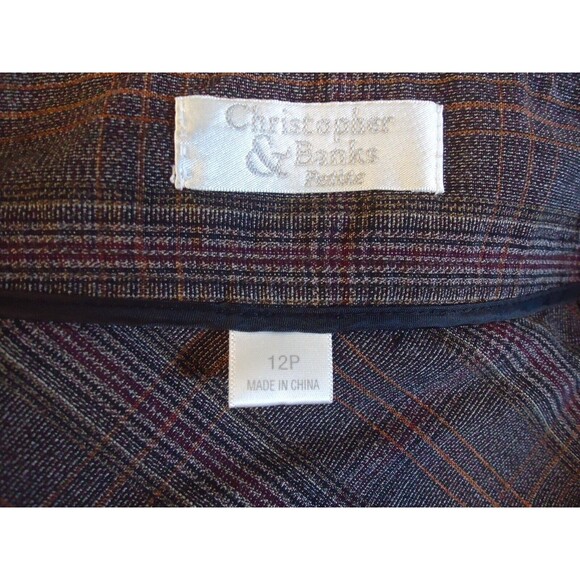Christopher & Banks Brown Plaid Knee Length Skirt Side Zip Womens Size 12 Petite - Picture 3 of 7